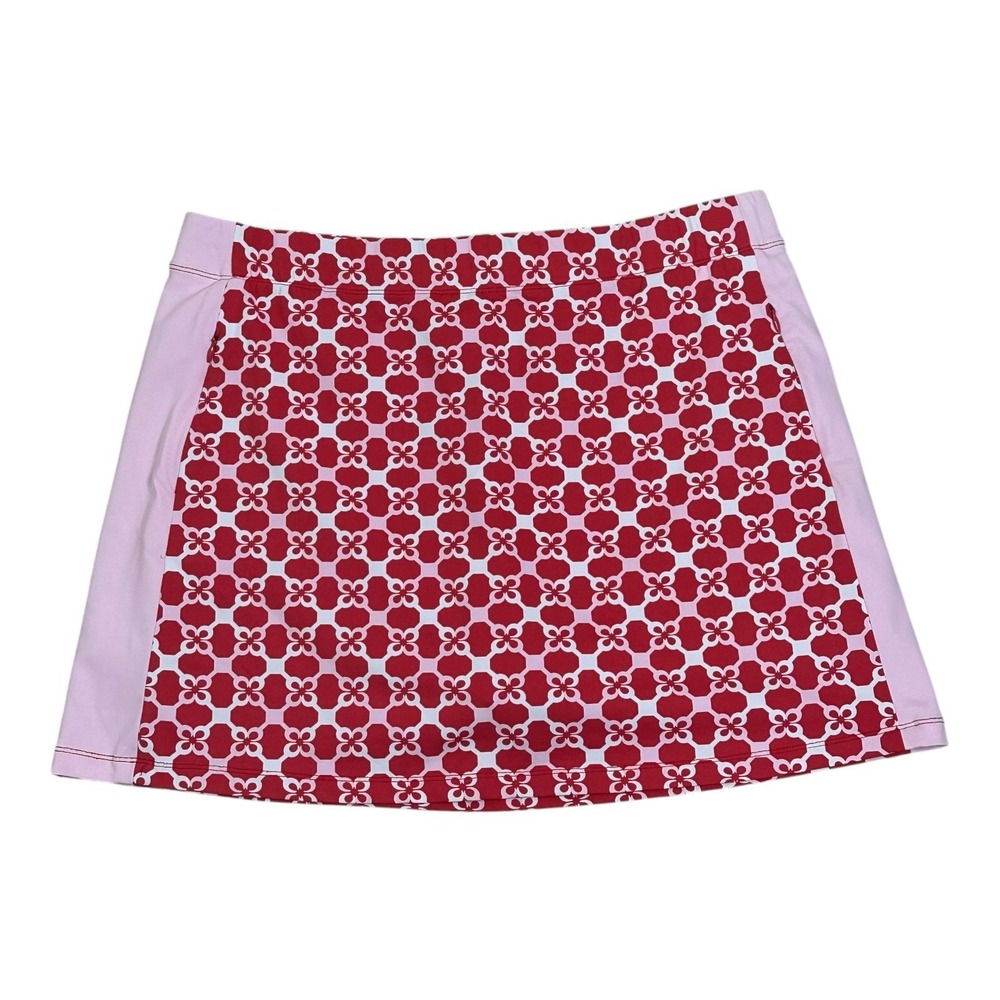 J. McLaughlin Women's Large Red Palm Essex Skirt Geometric Built in Shorts